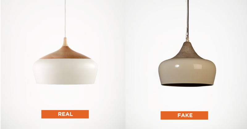 Genuine CocoFlip Coco pendant vs replica light