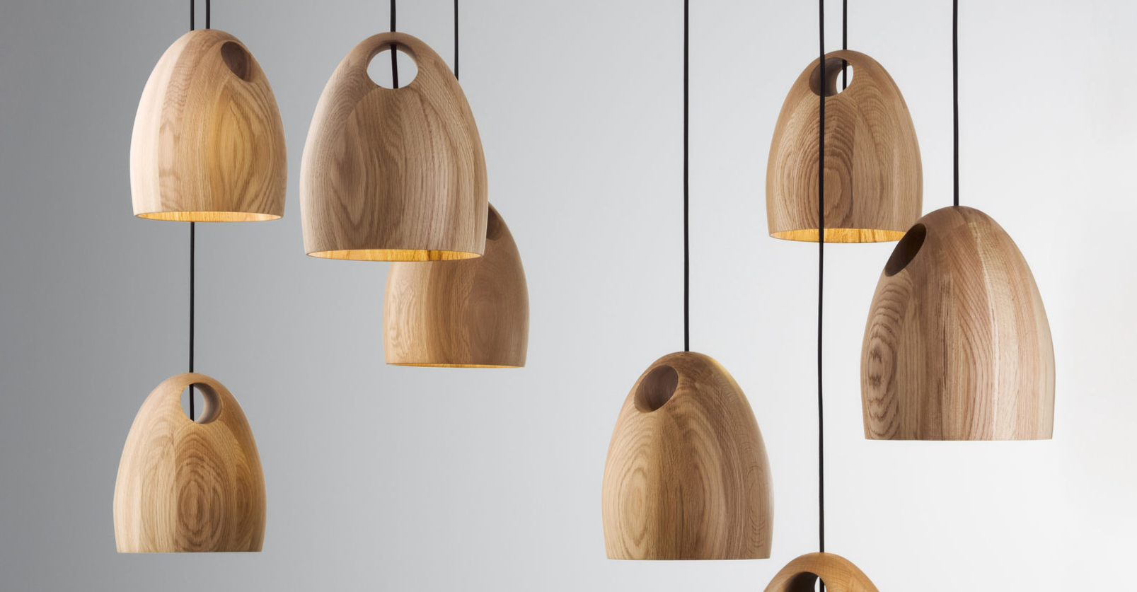 Ross Gardam OAK lights made from solid hand turned oak