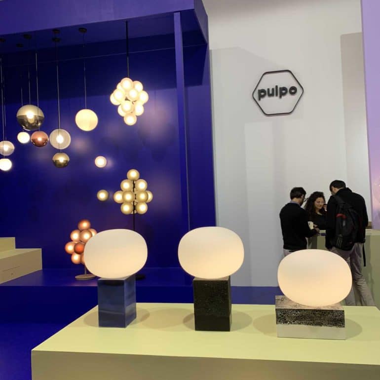 Pulpo stand design featuring Yves Klien Blue at Euroluce