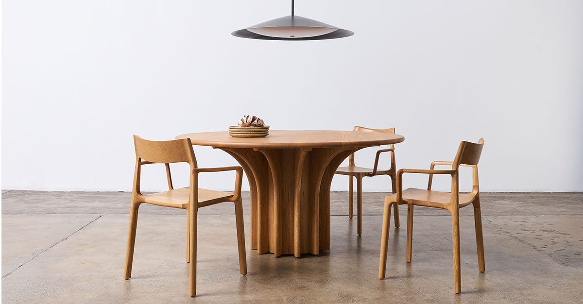 NAU Rib Table & Malloy chair by Adam Goodrum (Photography Maxwell Finch, styled by Megan Morton)