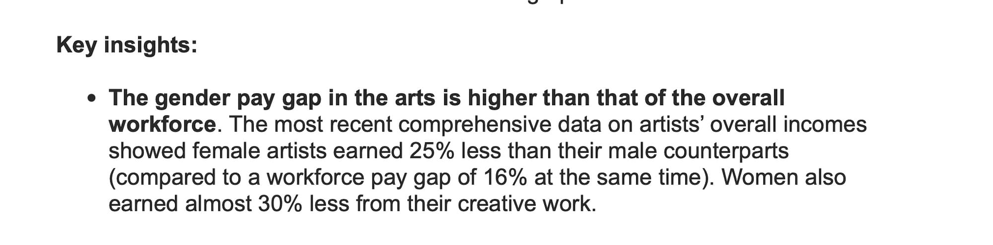 Australia Council gender pay gap for Australian creatives
