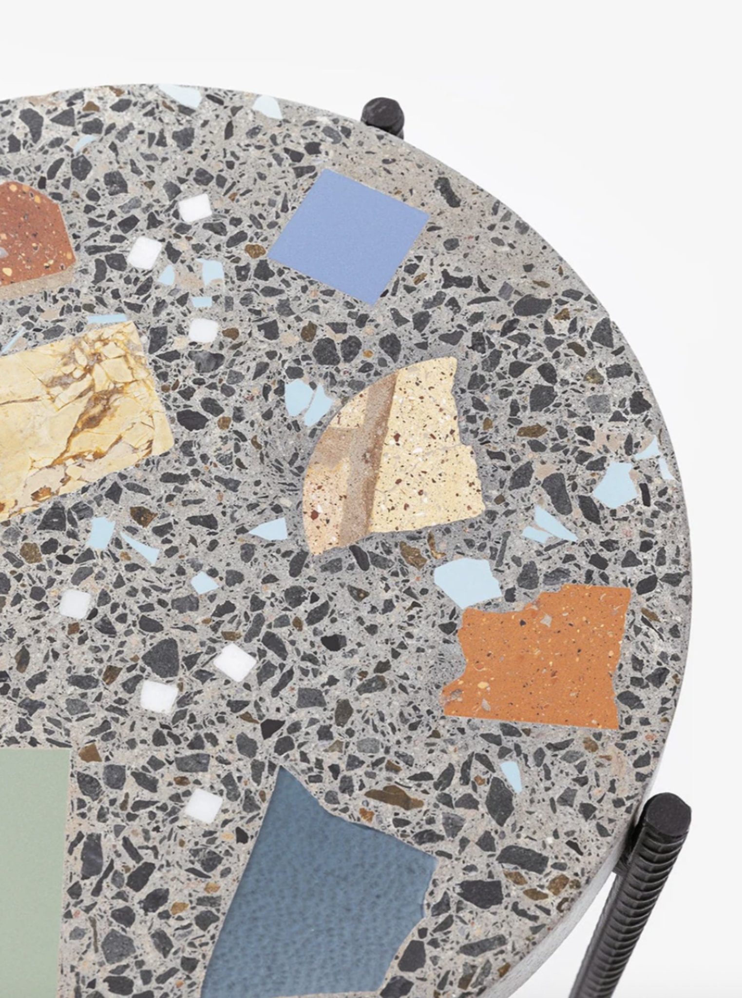 Waste terrazzo made from recycled concrete, ceramic, and glass fragments, a Mud Ceramics x Five Mile Radius Collaboration